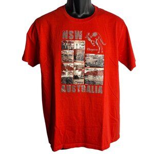 NSW Australia Crewneck Souvenir T Shirt M Red Graphic Short Sleeves Kangaroo